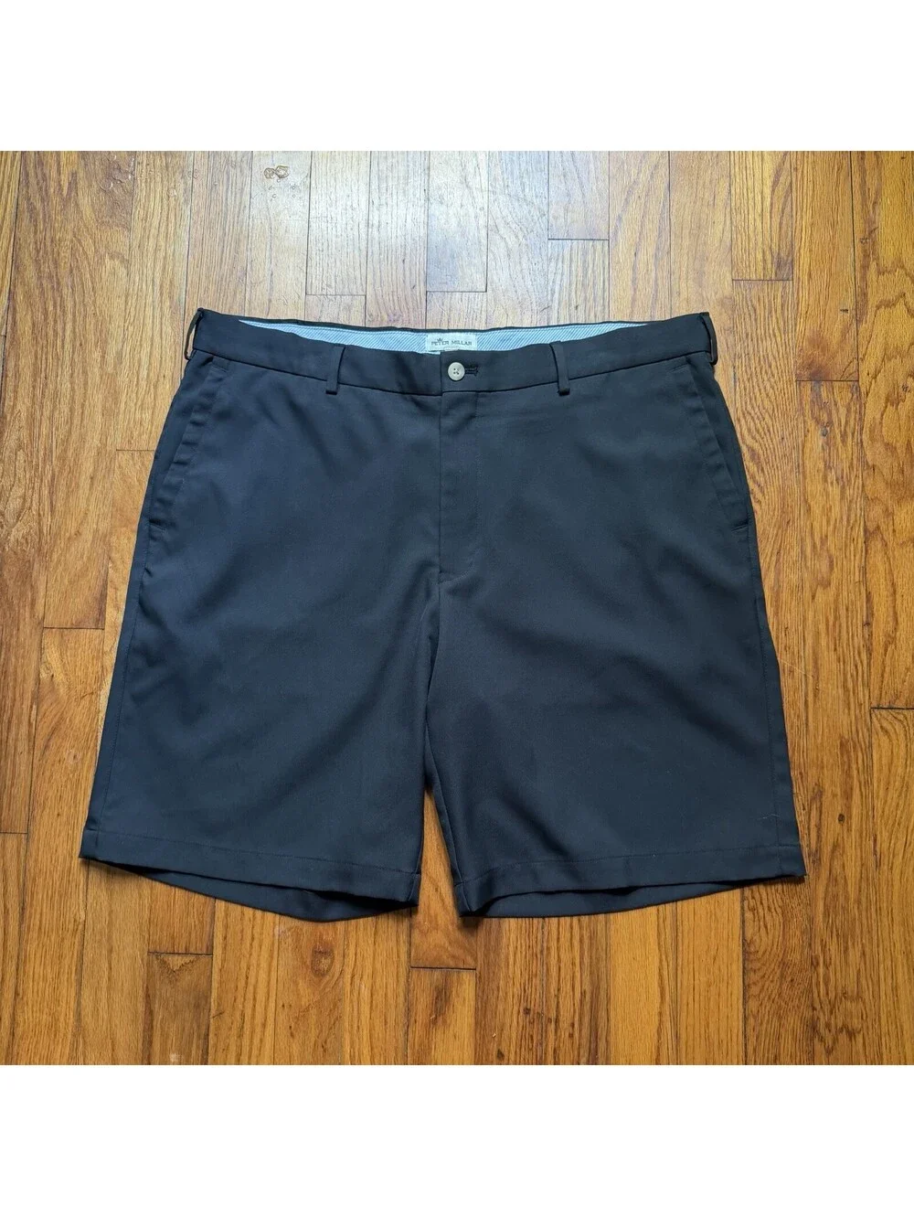 Peter Millar Salem Shorts Mens Size 38x9 Black Performance Golf Crown Flat Front